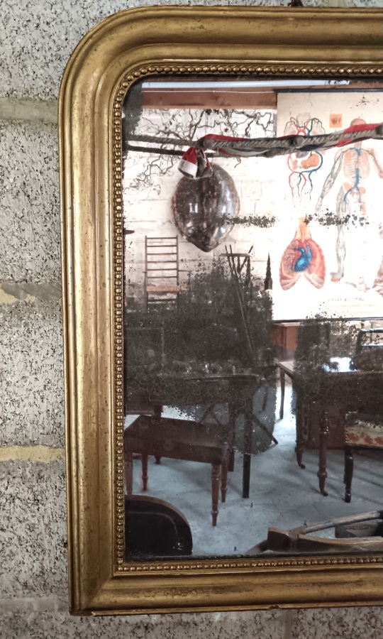 C19th Arched Top French gilded mirror